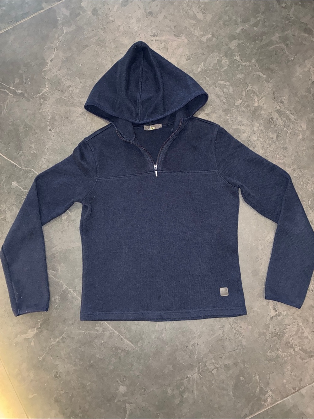 Women's Navy Half-Zip Hooded Sweater
